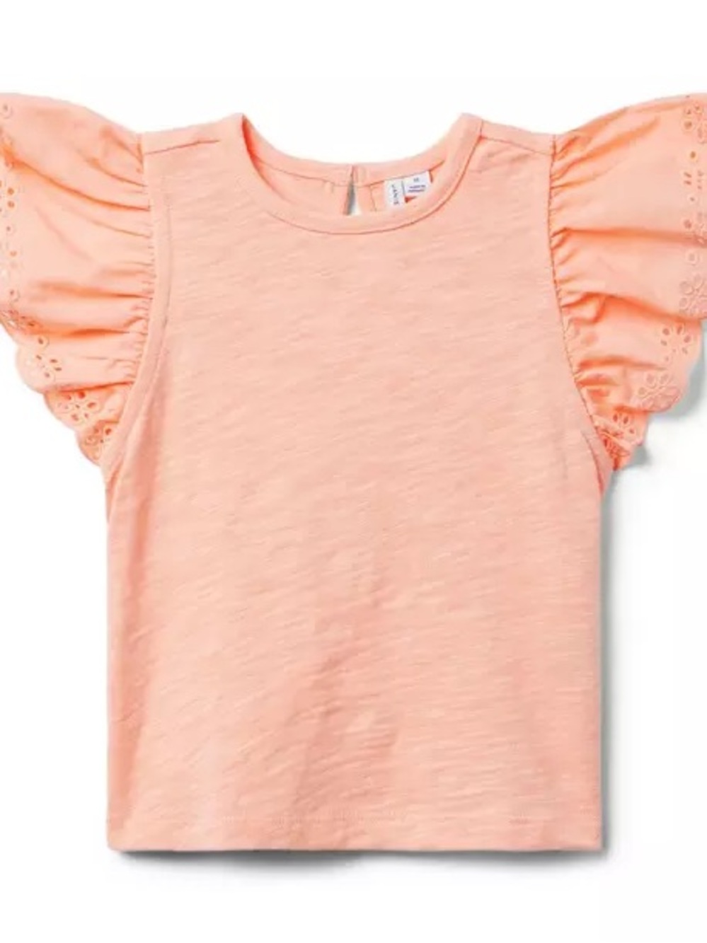 Janie and Jack Peach-Pink Eyelet Flutter Sleeve Tee